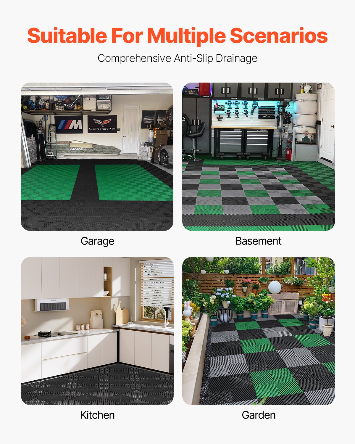 VEVOR Interlocking Drainage Mat Modular Floor Tile 31 x 31 cm Drainage Cushion