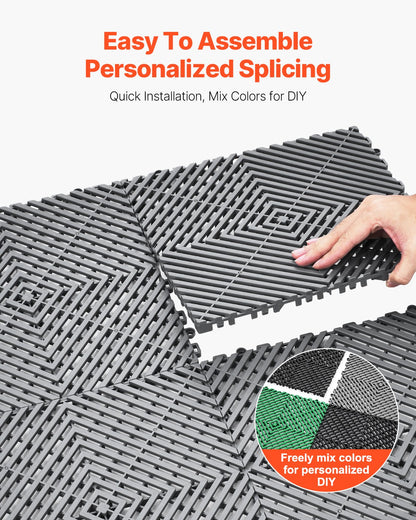 VEVOR Drainage Mat Drainage Floor Mat 31 x 31 cm Modular Interlocking Cushion