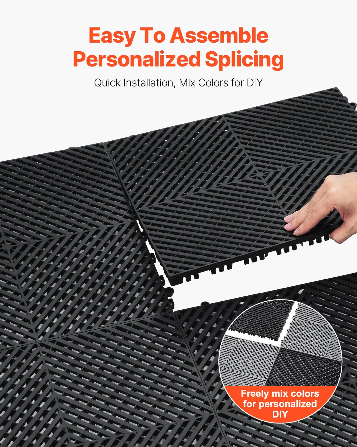VEVOR Drainage Mat Modular Interlocking Cushion 41.5 x 41.5 cm Drainage Tile
