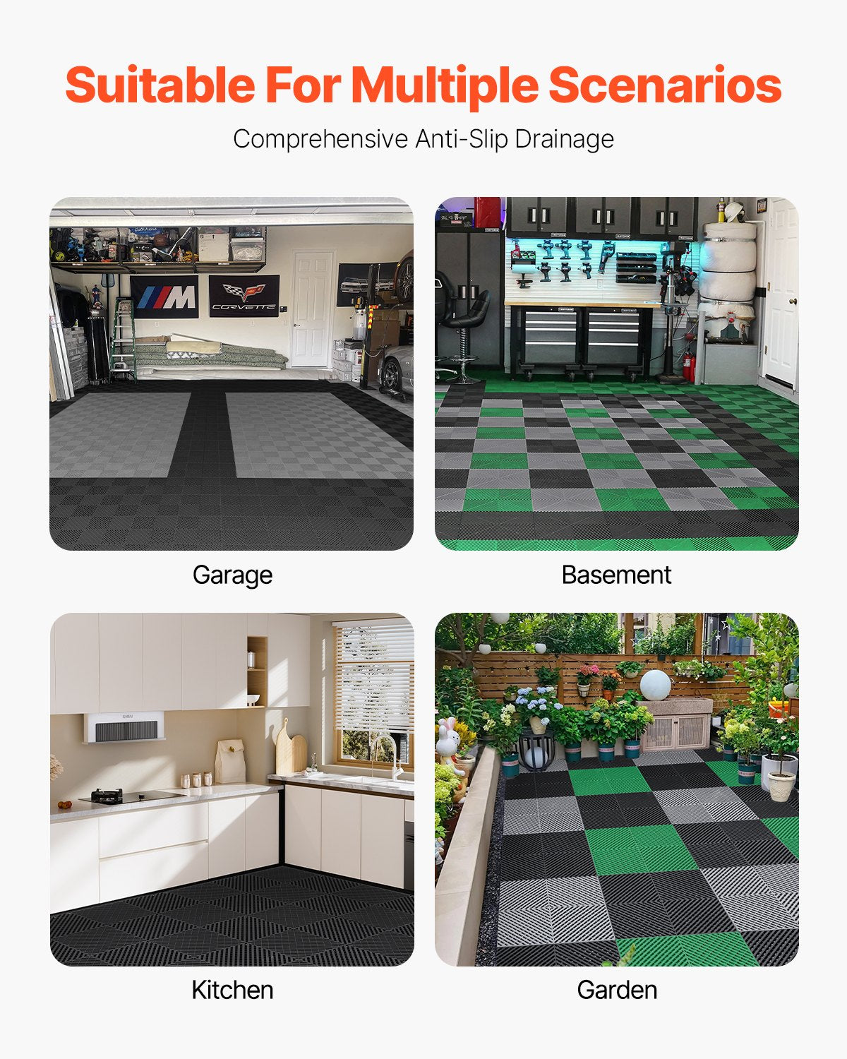 VEVOR Drainage Mat Modular Interlocking Cushion 41.5 x 41.5 cm Drainage Tile