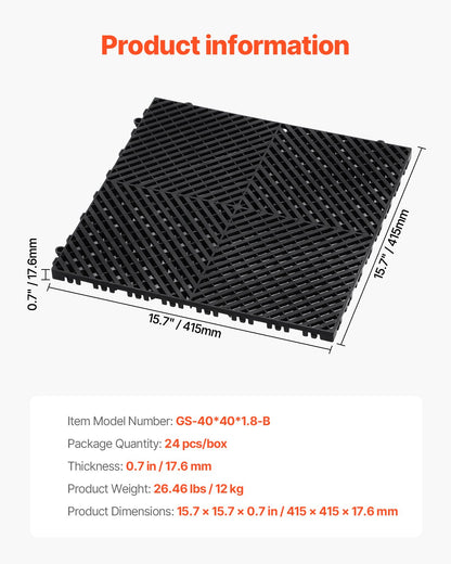 VEVOR Drainage Mat Modular Interlocking Cushion 41.5 x 41.5 cm Drainage Tile