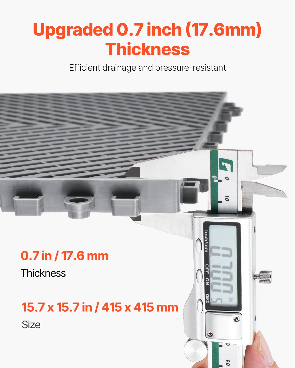 VEVOR Drainage Mat Modular Interlocking Mat 41.5 x 41.5 cm Drainage Floor Tile