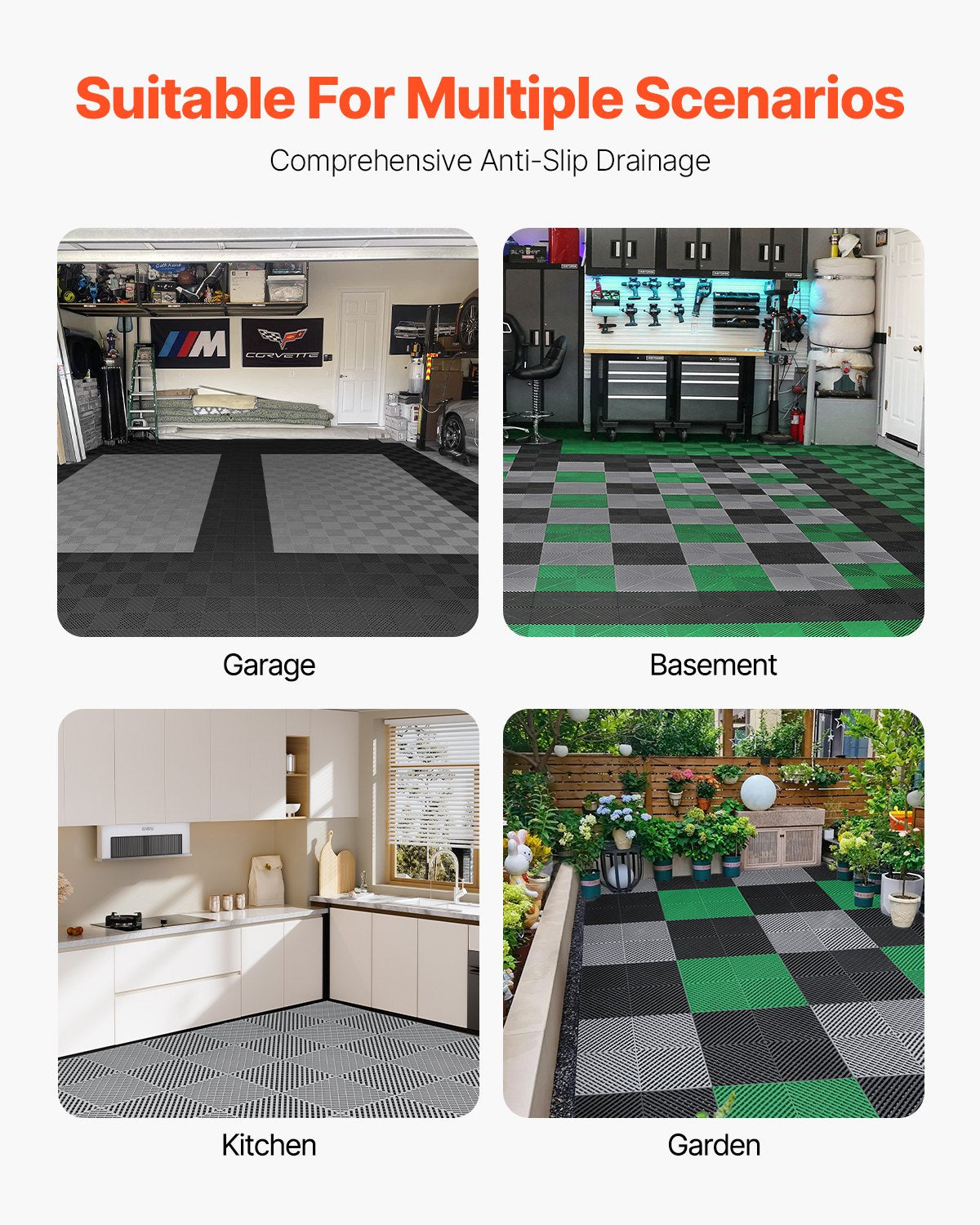 VEVOR Drainage Mat Modular Interlocking Mat 41.5 x 41.5 cm Drainage Floor Tile