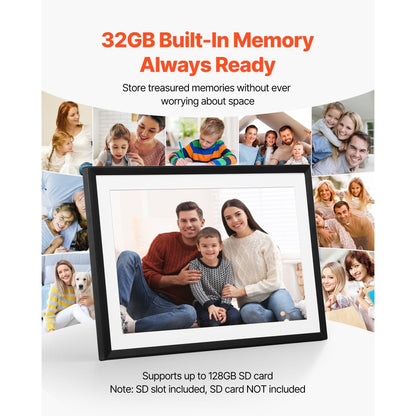VEVOR 260 mm Digital Picture Frame 32GB IPS Touchscreen Wi-Fi Photo Frame