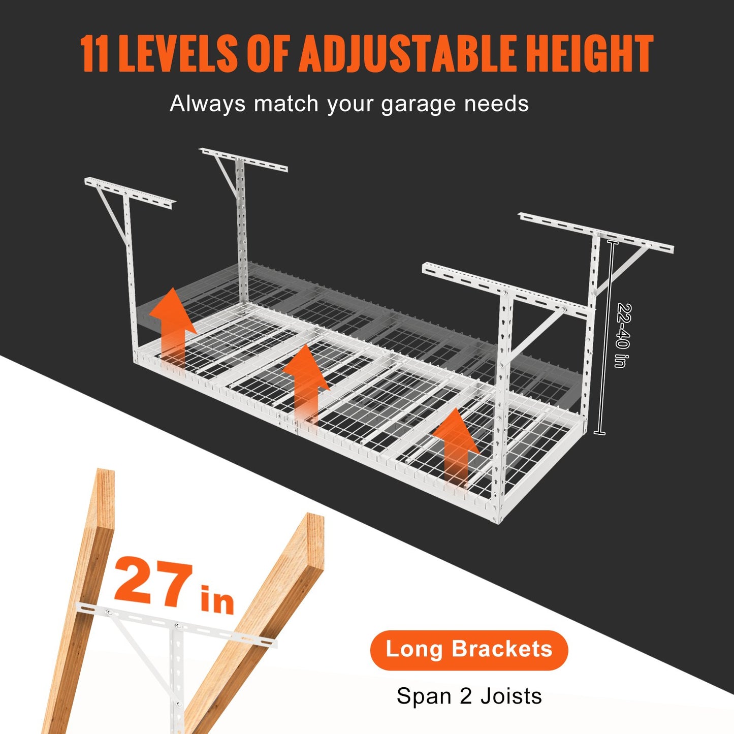 VEVOR Overhead Garage Storage Rack, 91.44x243.84cm Garage Ceiling Storage Racks,