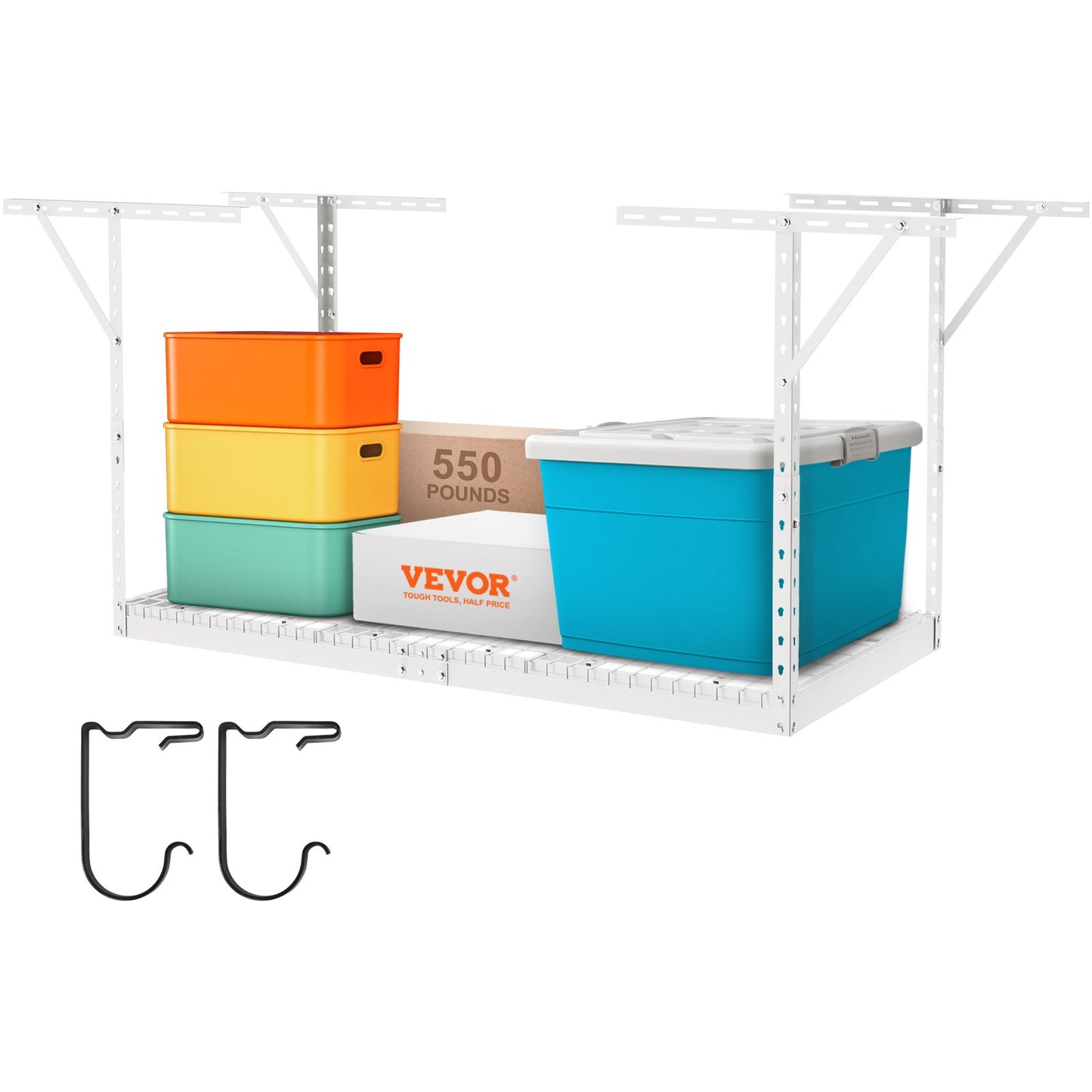 VEVOR Overhead Adjustable Garage Storage Rack 36x72in Ceiling Rack 550lbs White