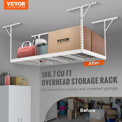 VEVOR Overhead Adjustable Garage Storage Rack 48x96in Ceiling Rack 600lbs White