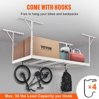 VEVOR Overhead Adjustable Garage Storage Rack 48x96in Ceiling Rack 600lbs White