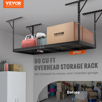 VEVOR Overhead Adjustable Garage Storage Rack 36x96in Ceiling Rack 600lbs Black