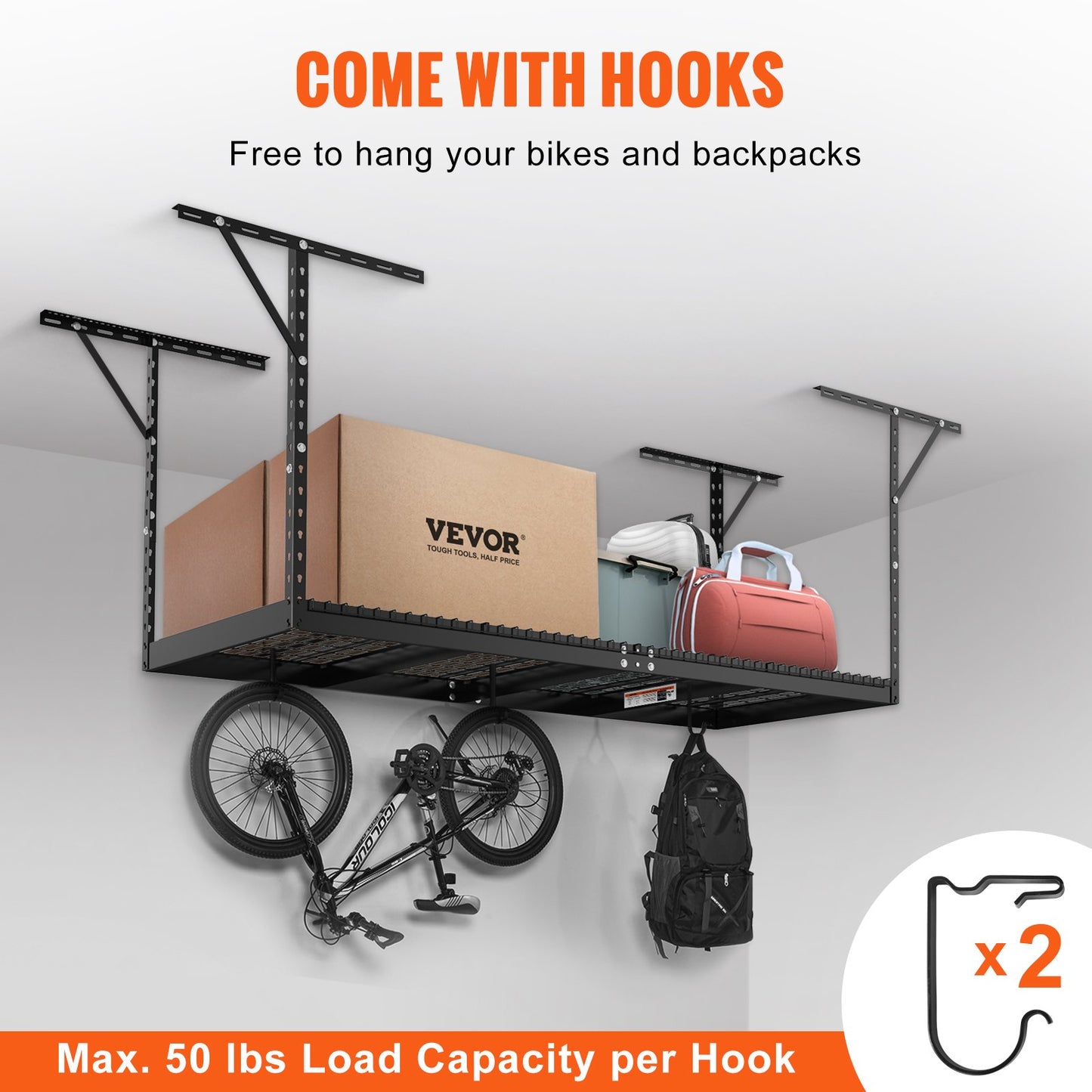 VEVOR Overhead Adjustable Garage Storage Rack 36x96in Ceiling Rack 600lbs Black