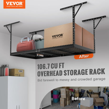 VEVOR Overhead Garage Storage Rack, 48x96 inch Garage Ceiling Storage Racks, Heavy