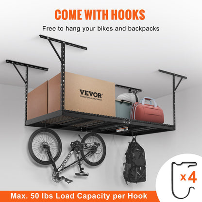 VEVOR Overhead Garage Storage Rack, 48x96 inch Garage Ceiling Storage Racks, Heavy
