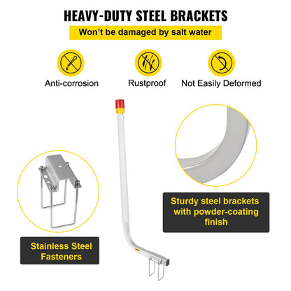 Steel Boat Trailer Guide with LED Lights and PVC Covers, 1.52m, 2-Pack