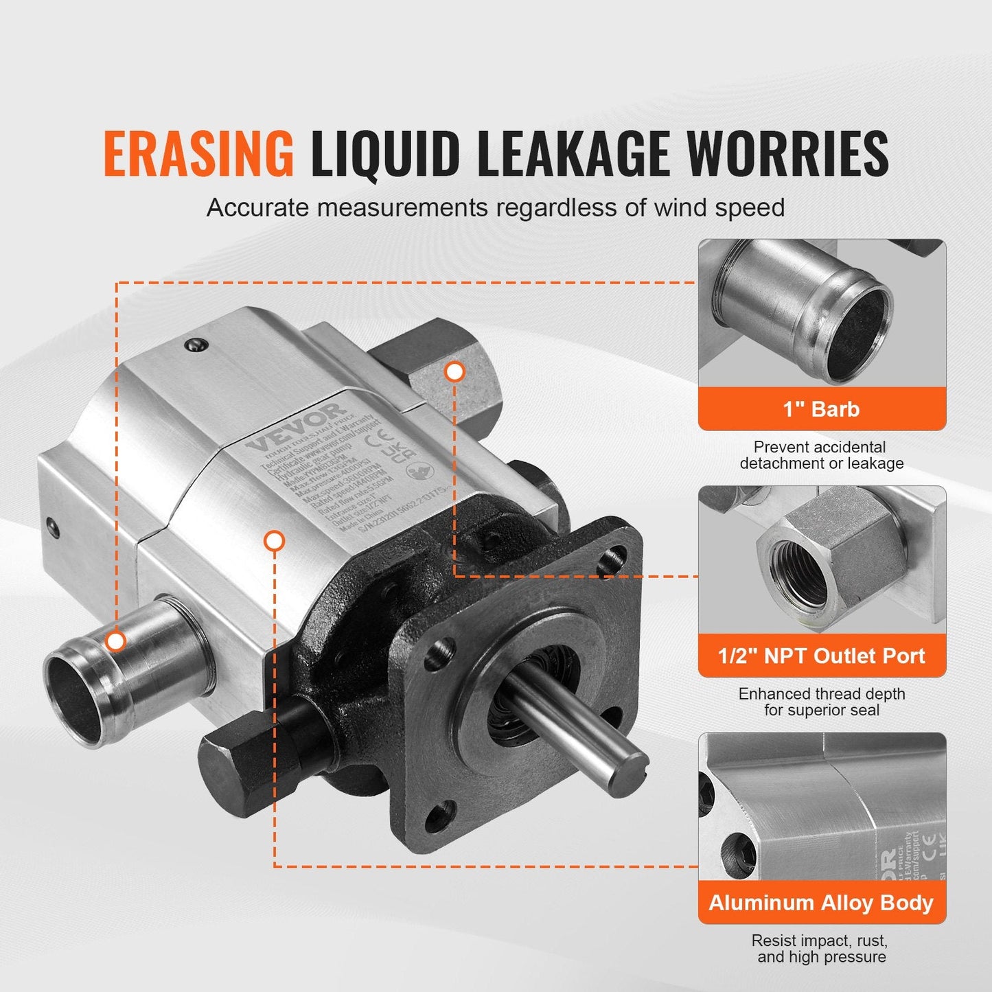 Hydraulic Log Splitter Pump, 13GPM, 3000PSI, 3600RPM, Aluminum Gear Pump