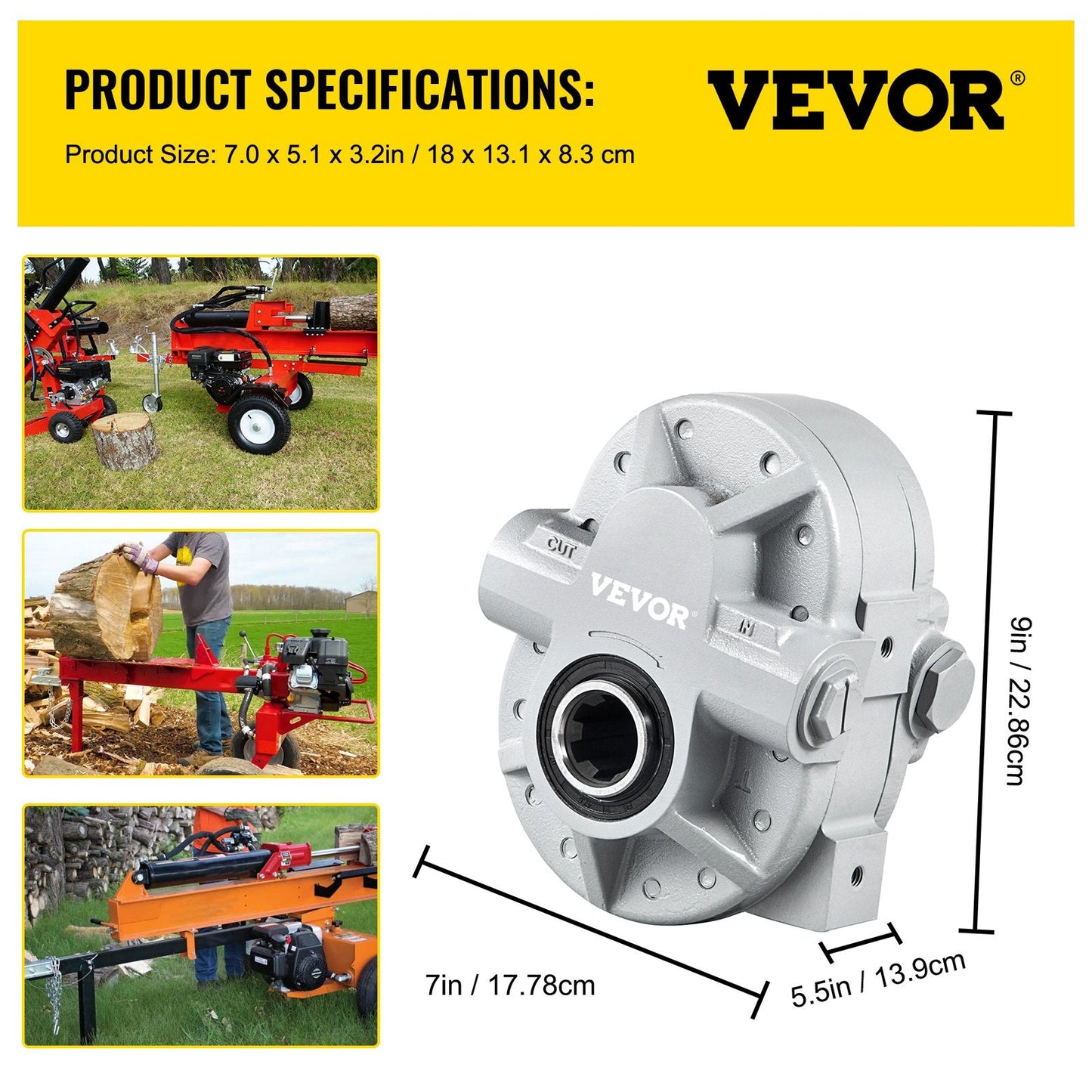Hydraulic Pump 16.6GPM, 540RPM Log Splitter, 2500PSI, SAE 12 Port, 20kg