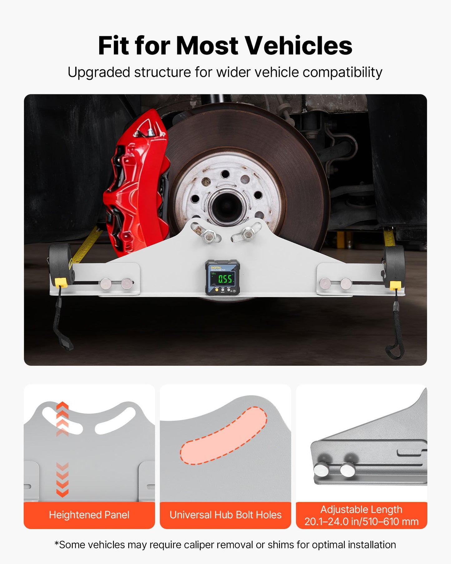 Wheel Alignment Tool, 2 PCS Carbon Steel Heavy Duty Toe & Camber Alignment Plates with Digital Angle Finder, 2 Measuring Tapes, Accurate Automotive Wheel Tools for Home Use, Fits Car Truck SUV