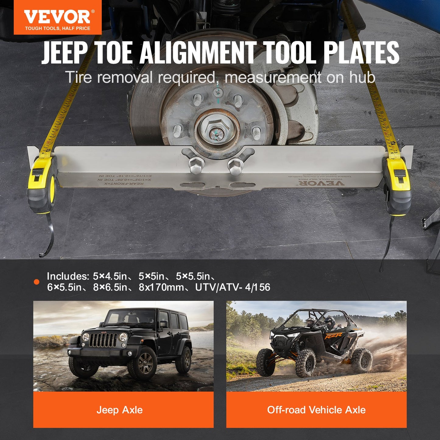 VEVOR Wheel Alignment Tool, 2-Pack Toe Alignment Toe Plates, Stainless Steel Wheel