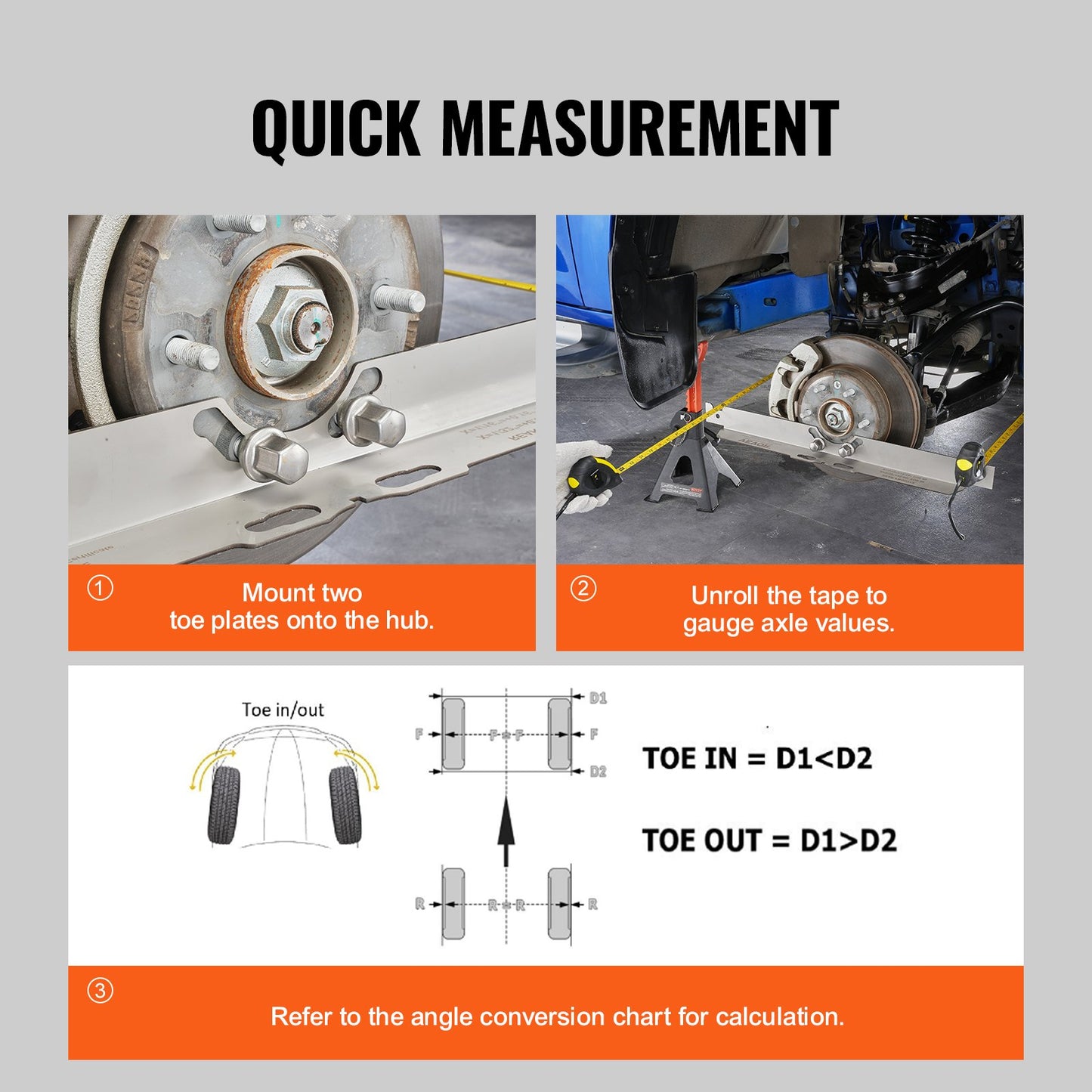 VEVOR Wheel Alignment Tool, 2-Pack Toe Alignment Toe Plates, Stainless Steel Wheel