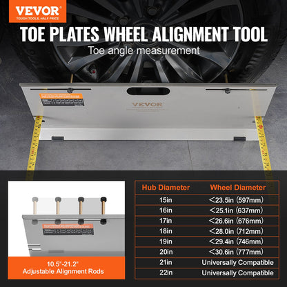 VEVOR Wheel Alignment Tool, 2-Pack Alignment Tool Toe Plates, Stainless Steel Toe