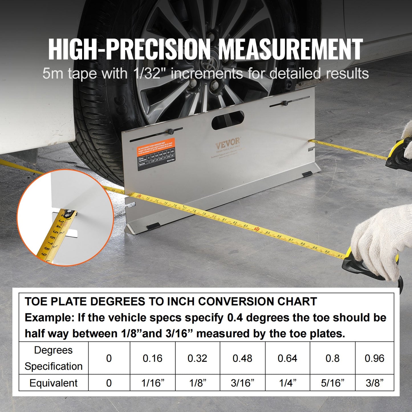 VEVOR Wheel Alignment Tool, 2-Pack Alignment Tool Toe Plates, Stainless Steel Toe