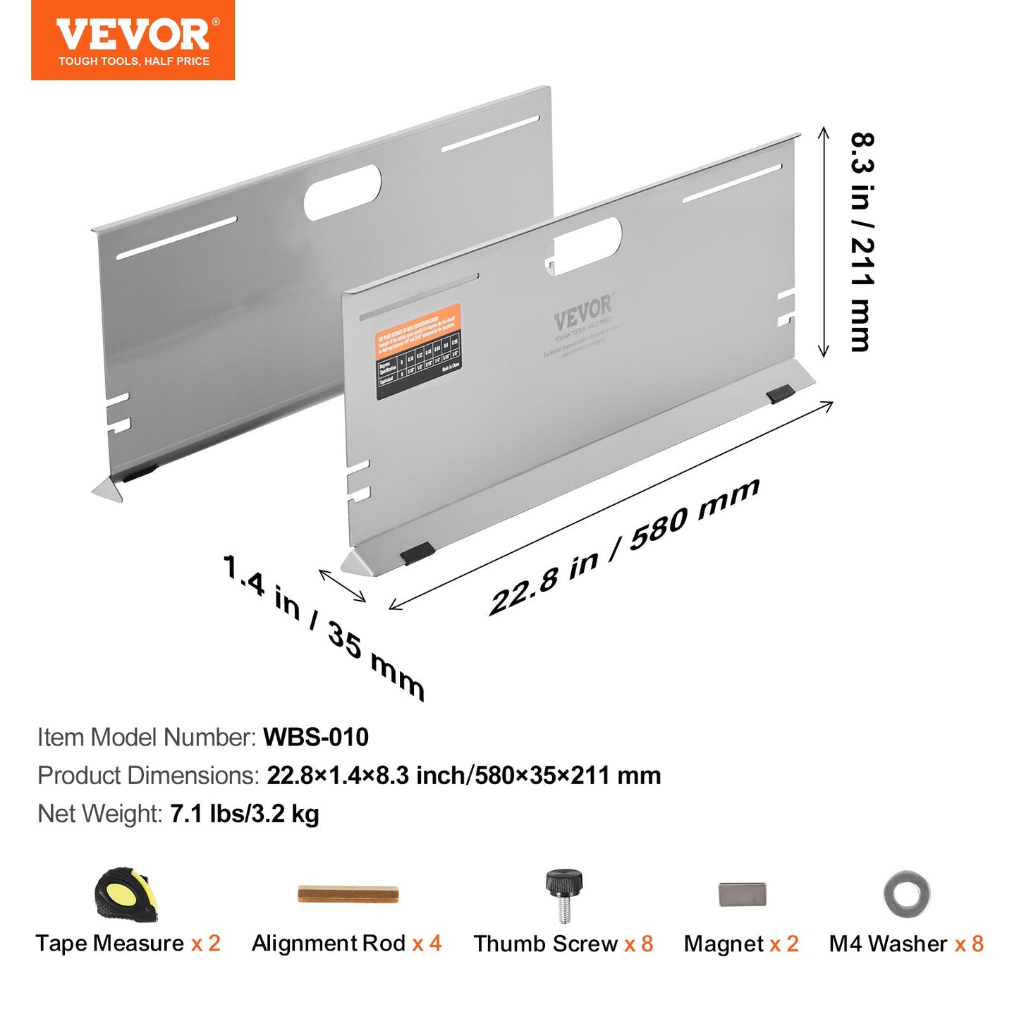 VEVOR Wheel Alignment Tool, 2-Pack Alignment Tool Toe Plates, Stainless Steel Toe