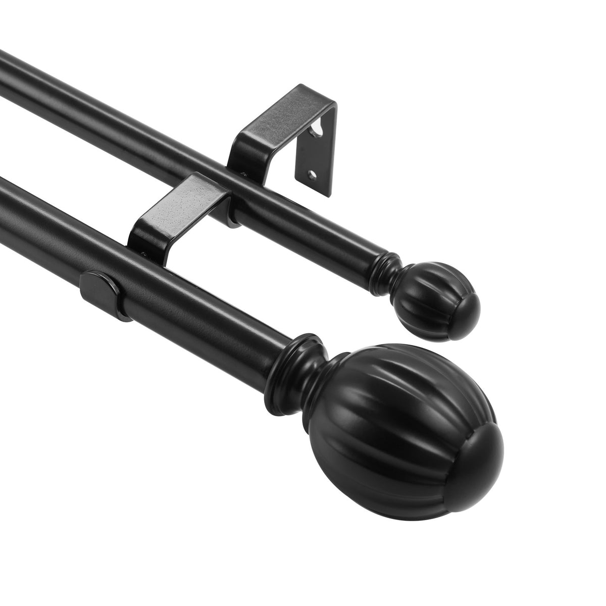 VEVOR Double Rod Curtain Rods, 36-72 inches(3-6ft) Adjustable Length, Black Double