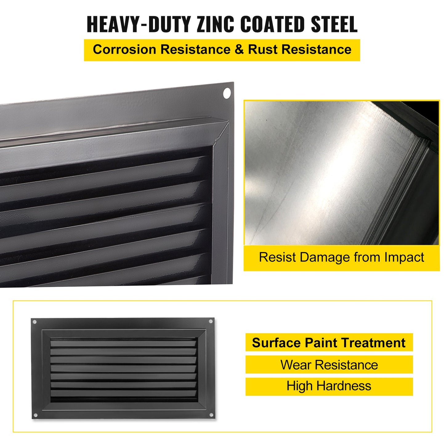Crawl Space Flood Vent 8" Height x 16" Width Foundation Flood Vent to Reduce Foundation Damage and Flood Risk, Black, Wall Mounted Flood Vent, for Crawl Spaces, Garages & Full Height Enclosures
