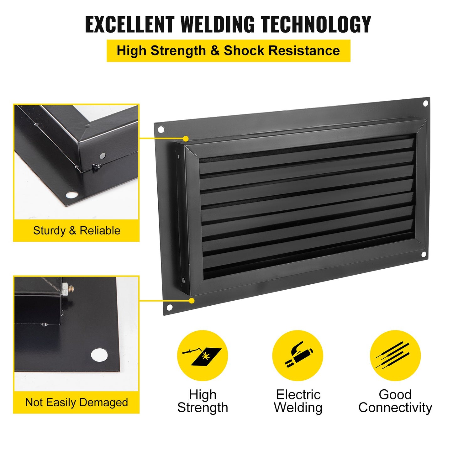 Crawl Space Flood Vent 8" Height x 16" Width Foundation Flood Vent to Reduce Foundation Damage and Flood Risk, Black, Wall Mounted Flood Vent, for Crawl Spaces, Garages & Full Height Enclosures
