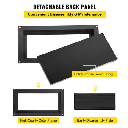 Crawl Space Flood Vent 8" Height x 16" Width Foundation Flood Vent to Reduce Foundation Damage and Flood Risk, Black, Wall Mounted Flood Vent, for Crawl Spaces, Garages & Full Height Enclosures