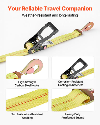 Wheel Chock Tie-Down Kit, Axle Type Trailer Tie Down Strap, Car Tie Down Kit with Break Strength 4540 kg, Working Load 1512 kg, Trailer Ratchet Strap for ATV, UTV, & Heavy-Duty Pickup Trucks