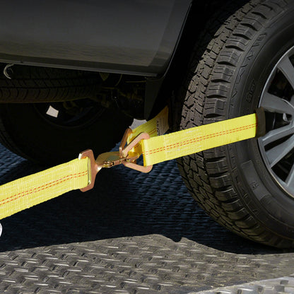 Wheel Chock Tie-Down Kit, Axle Type Trailer Tie Down Strap, Car Tie Down Kit with Break Strength 4540 kg, Working Load 1512 kg, Trailer Ratchet Strap for ATV, UTV, & Heavy-Duty Pickup Trucks