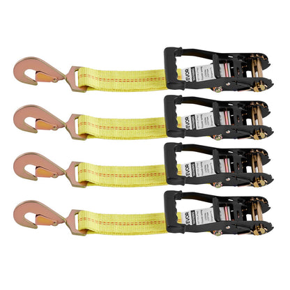 Wheel Chock Tie-Down Kit, Tire-Style Trailer Tie Down Strap, Car Tie Down Kit with Spring Hook, Break Strength 4540 kg & Working Load 1512 kg Motorcycle Tie-Down System for ATV, SUV, Trailer