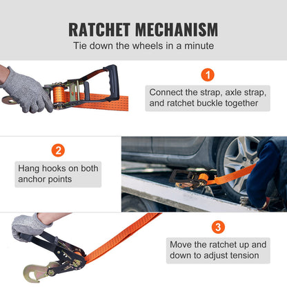 VEVOR Ratchet Tie Down Straps Kit, 5.08" x 304.8" Tire Straps, 2500kgs Working Load,