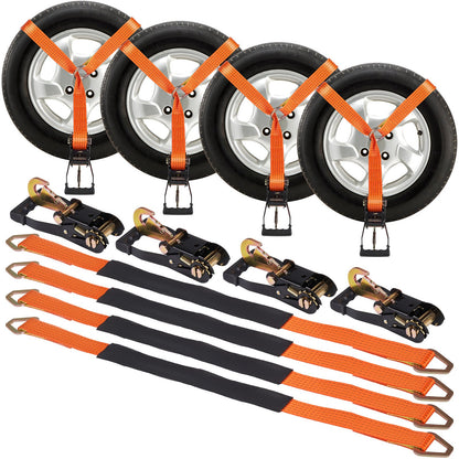 VEVOR Ratchet Tie Down Straps Kit, 5.08" x 304.8" Tire Straps, 2500kgs Working Load,