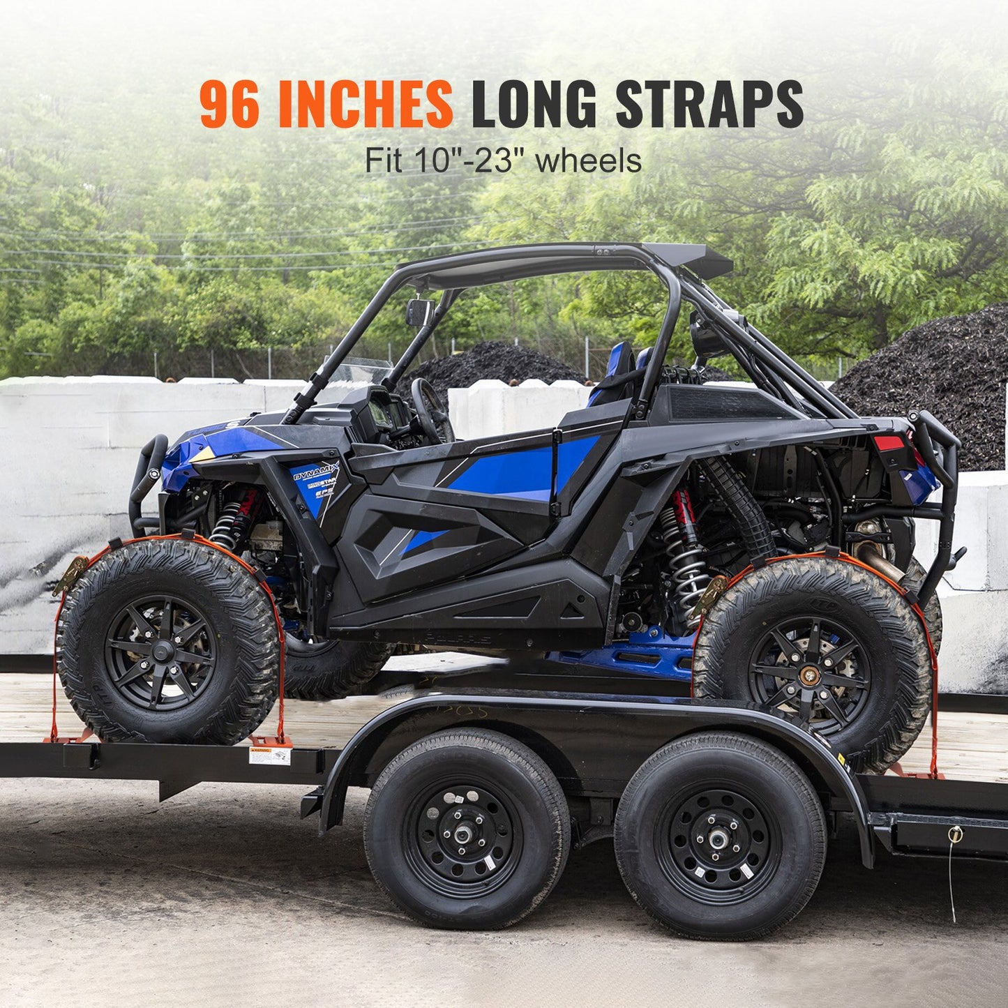 VEVOR Wheel Chock Tire Down Strap Kit Trailer Towing System for ATVs UTVs 4-Pack