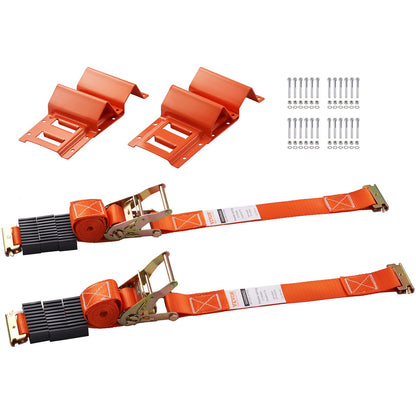 VEVOR Wheel Chock Tire Down Strap Kit Trailer Towing System for ATVs UTVs 4-Pack