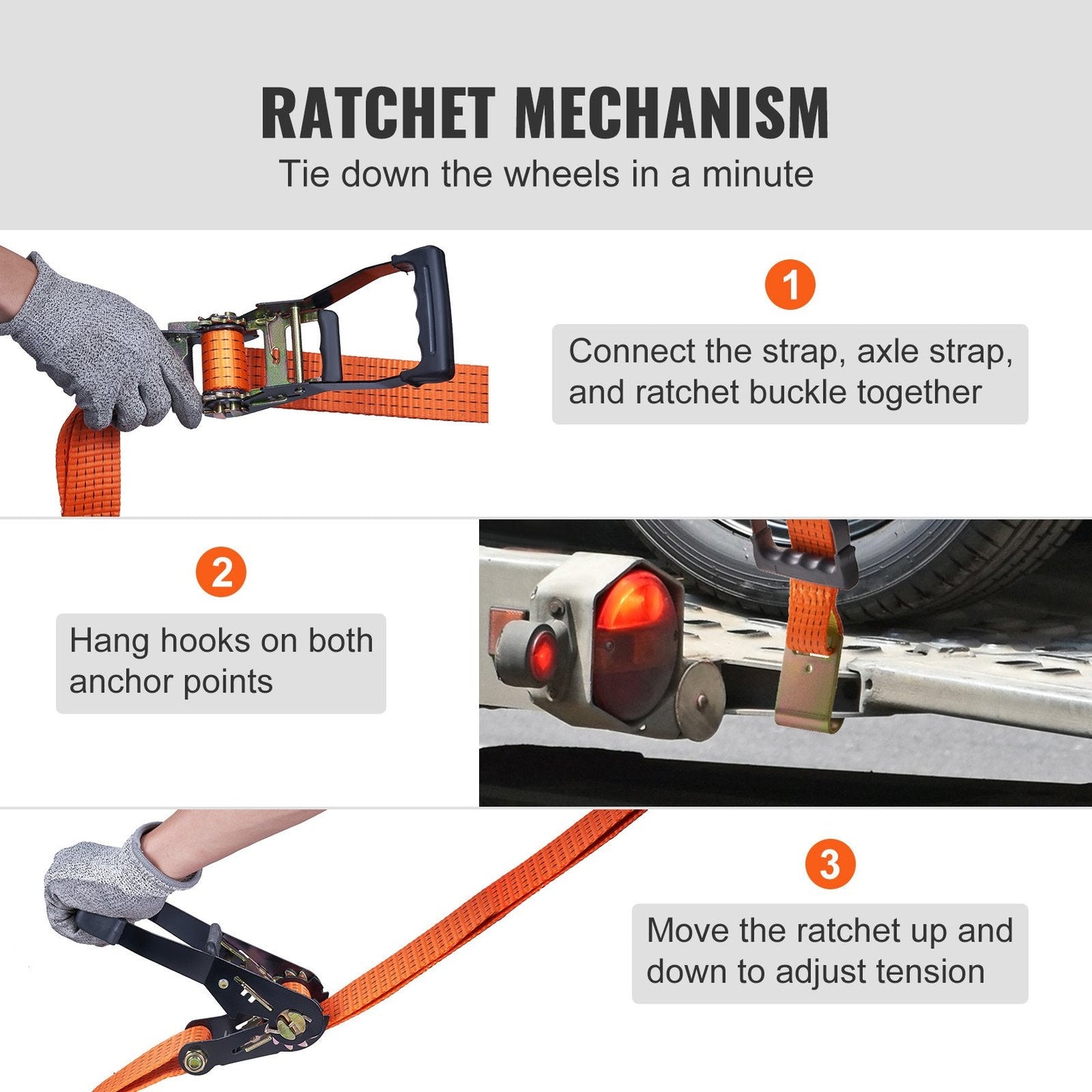 Heavy-Duty Car Tie Down Kit, Lasso Style, 2m x 3m Straps, 2500 kg Load Capacity