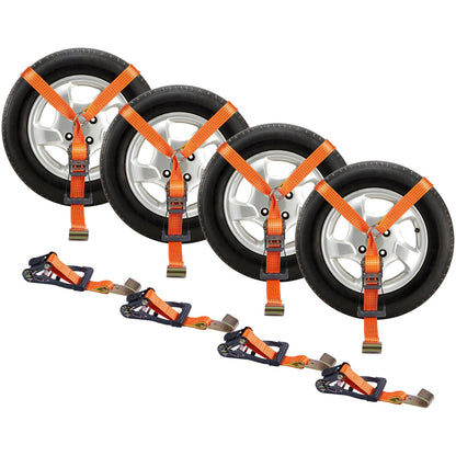 VEVOR Car Tie Down Straps Kit, Lasso Style 2" x 120" Tire Straps, 5512 LBS Working