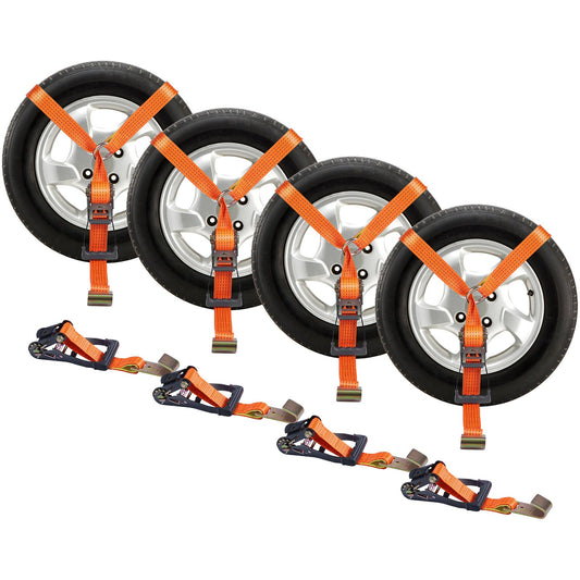 VEVOR Car Tie Down Straps Kit, Lasso Style 2" x 120" Tire Straps, 5512 LBS Working