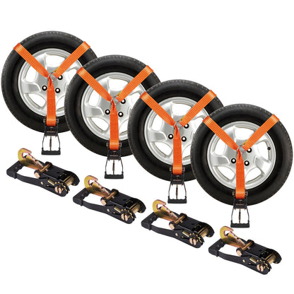 VEVOR Ratchet Tie Down Straps Kit, Lasso Style 5.08cmx304 Tire Straps, 5512 LBS