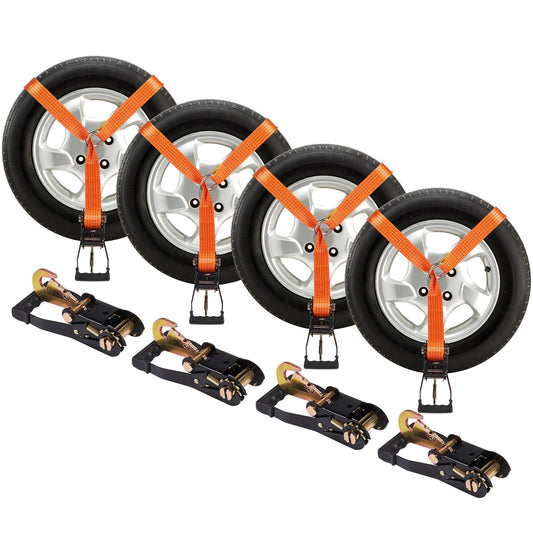 VEVOR Ratchet Tie Down Straps Kit, Lasso Style 5.08cmx304 Tire Straps, 5512 LBS