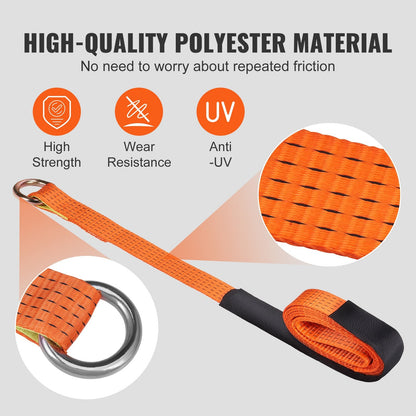 Heavy-Duty Car Tie Down Straps with Chain Anchors, 4-Pack, 3m, 2660kg Load Capacity