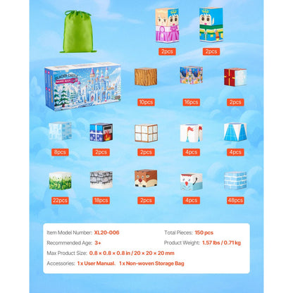 Magnetic Blocks 150 PCS Glacier Castle Set STEM Montessori Sensory Toys