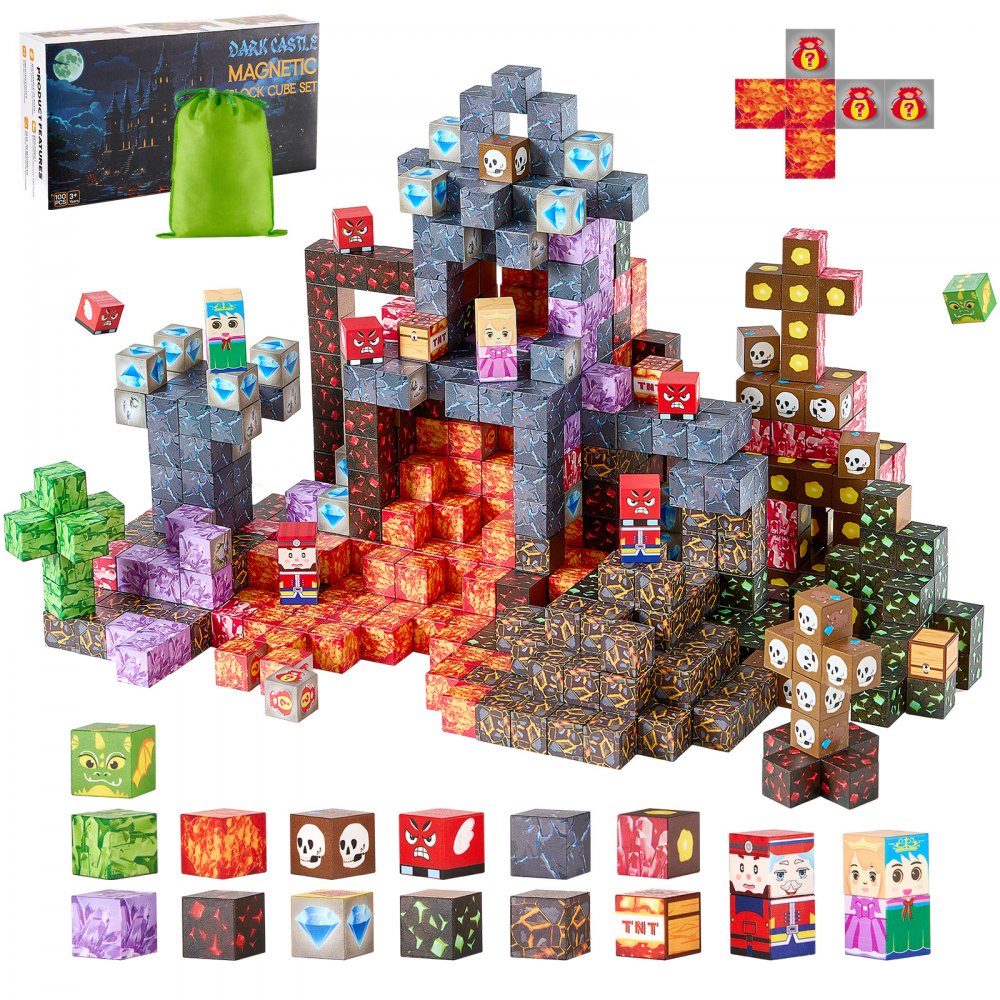 Magnetic Blocks 100 PCS Dark Castle Set STEM Montessori Sensory Toys