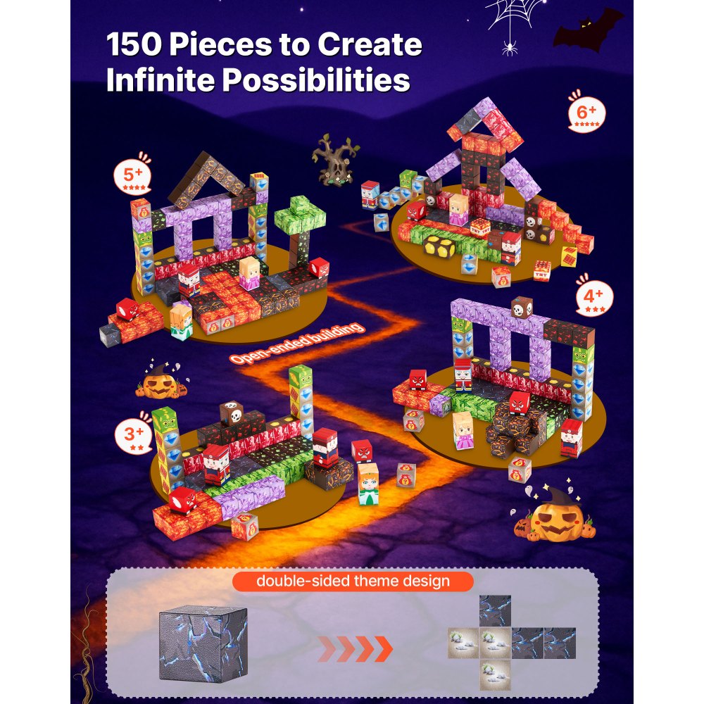VEVOR Magnetic Blocks 150 PCS Dark Castle Set STEM Montessori Sensory Toys