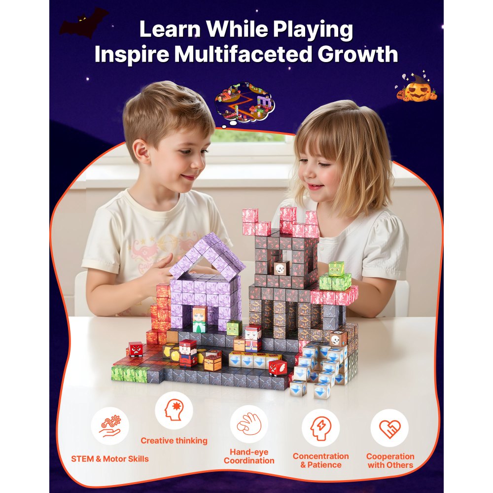 VEVOR Magnetic Blocks 150 PCS Dark Castle Set STEM Montessori Sensory Toys