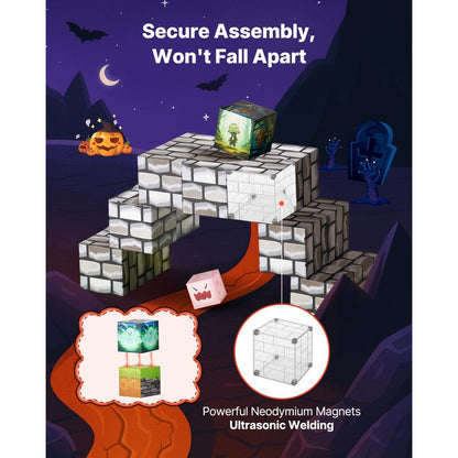 Magnetic Blocks 100 PCS Cemetery Zombies Set STEM Montessori Sensory Toys