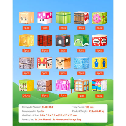 Magnetic Blocks 100 PCS Magnet Blocks Set STEM Montessori Sensory Toys