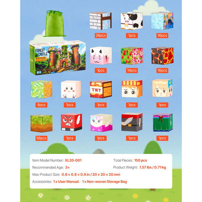 VEVOR Magnetic Blocks 150 PCS Forest Castle Set STEM Montessori Sensory Toys