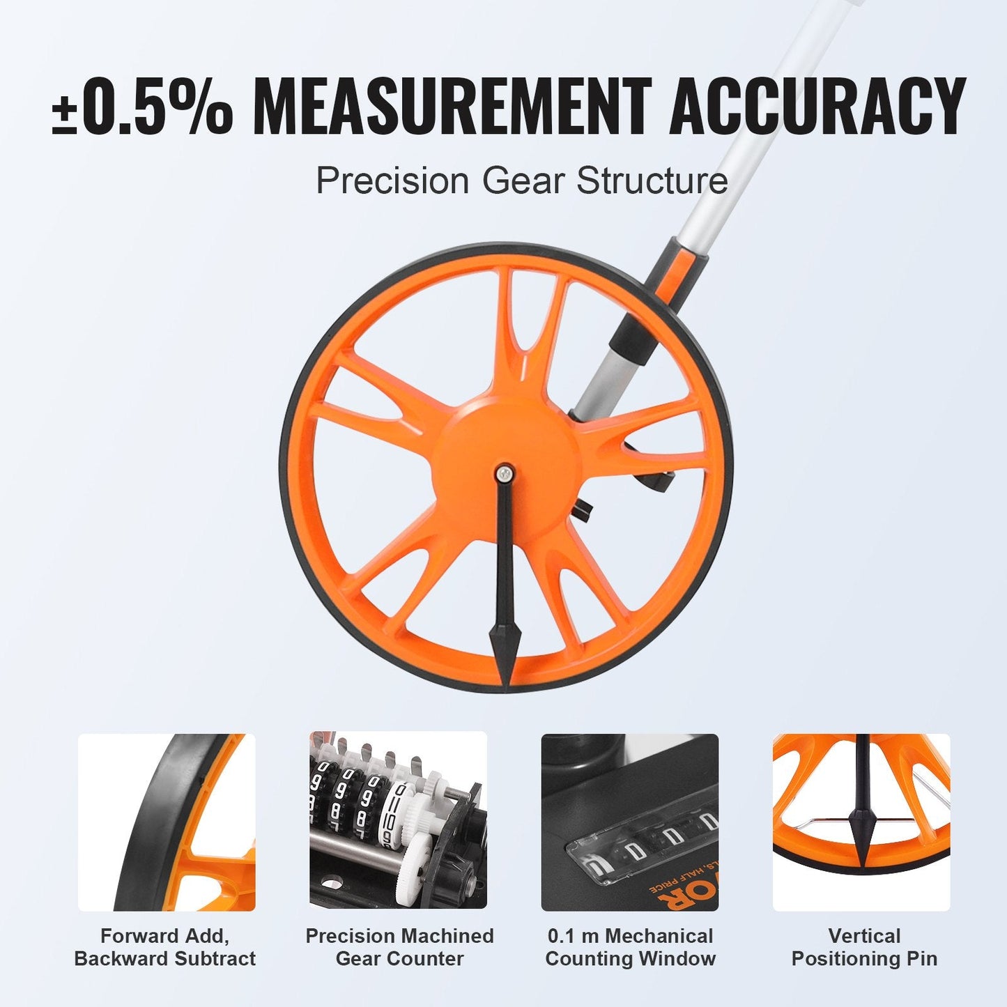 Telescoping Measuring Wheel with Storage Bag, 12.5" Diameter, 1.45 kg Weight